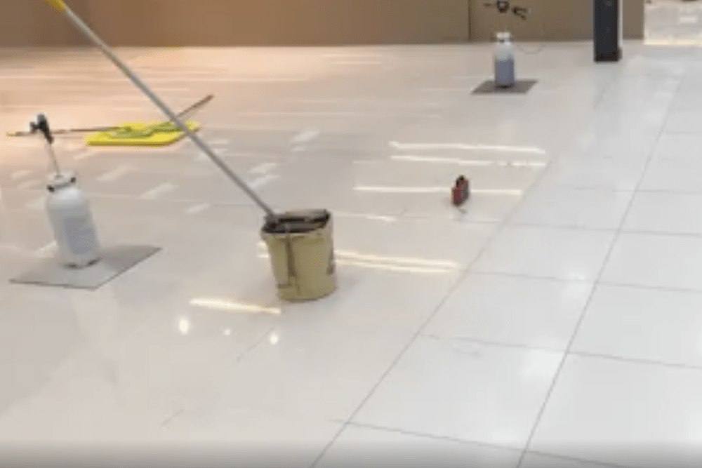 Non-Slip Commercial Store Floor Cleaning and Seal Process